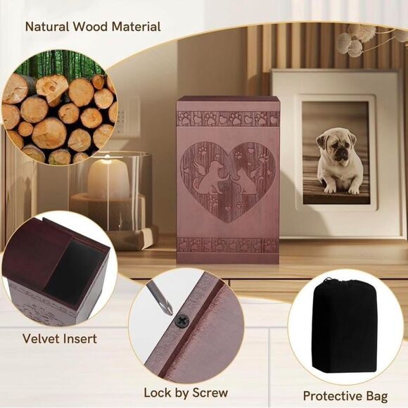 Amazon Pet Memorial Urn with Heart Design - Brown - Picture 4 of 4